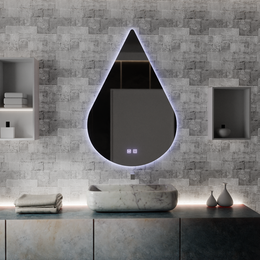 Oglinda LED Touch River Sistem Dezaburire 80X120cm, Forma de Picatura.
