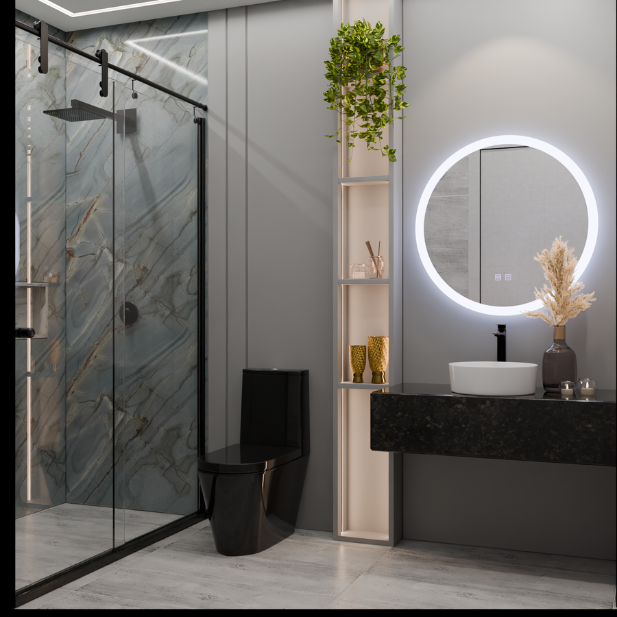 Oglinda LED Rotunda, 70cm, Noxia Touch, Sistem Dezaburire, Dimabila