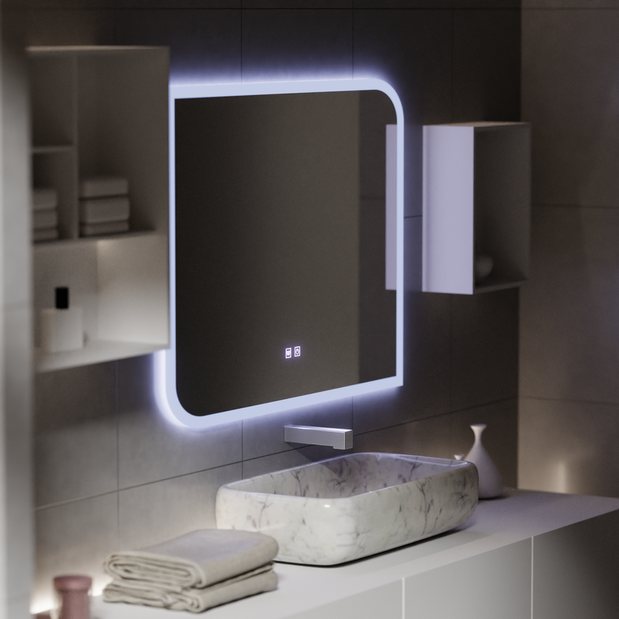 Oglinda LED CLARIVO Dreptunghiulara, 80X60cm, Touch, Sistem Dezaburire