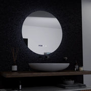 Oglinda LED Rotunda, 60cm, Serenite MotionGlow Marcello, Sistem Dezaburire, Ceas & Termometru, Dimabila
