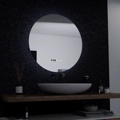 Oglinda LED Rotunda, 60cm, Serenite MotionGlow Marcello, Sistem Dezaburire, Ceas & Termometru, Dimabila