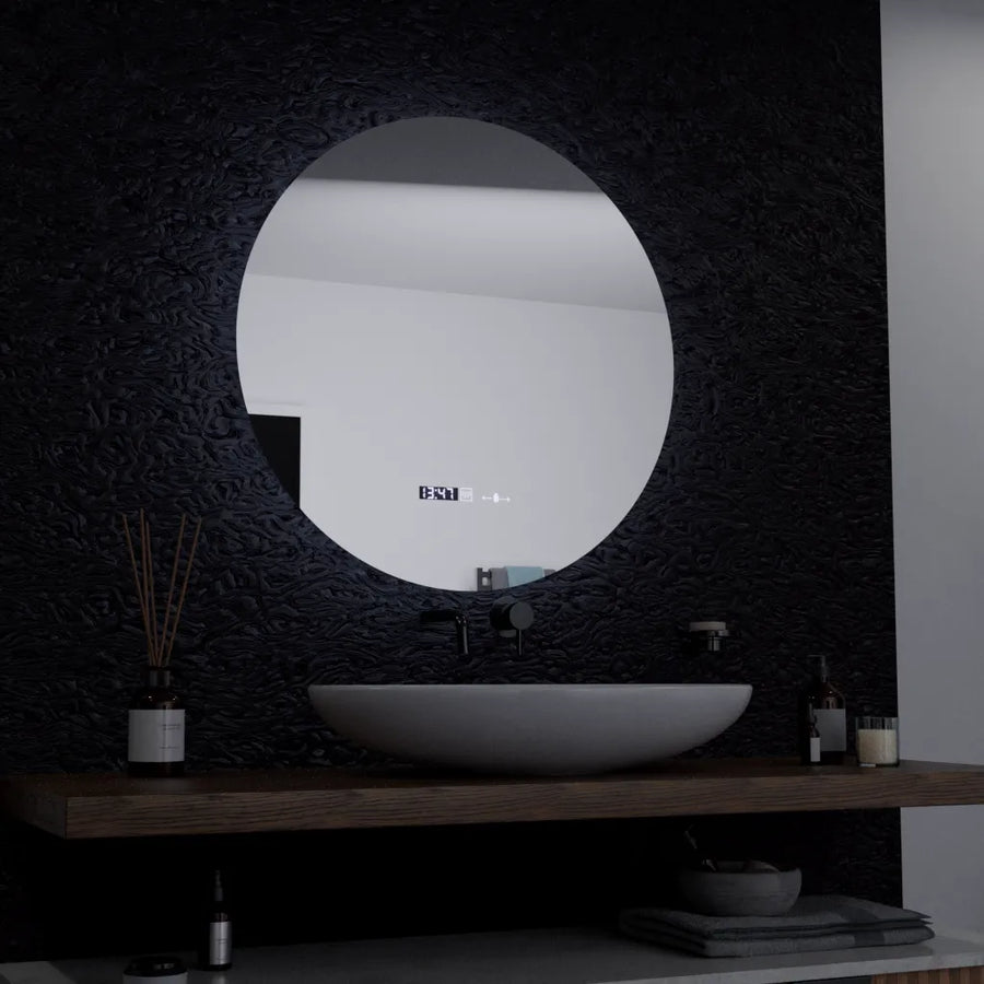 Oglinda LED Rotunda, 60cm, Serenite MotionGlow Marcello, Sistem Dezaburire, Ceas & Termometru, Dimabila
