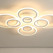 Lustra LED cu telecomanda  BETTY 130W, 8 Cercuri, lumina Rece/Calda/Neutra, Dimabila, Alb