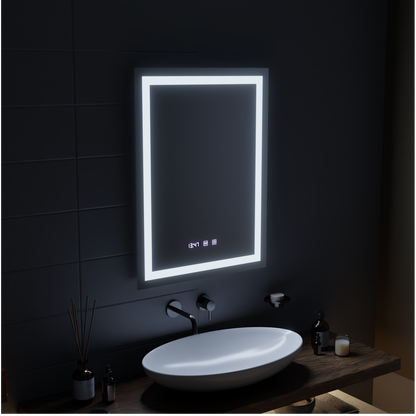 Oglinda LED Touch MODENA Sistem Dezaburire, Ceas si Temperatura 60x80 cm