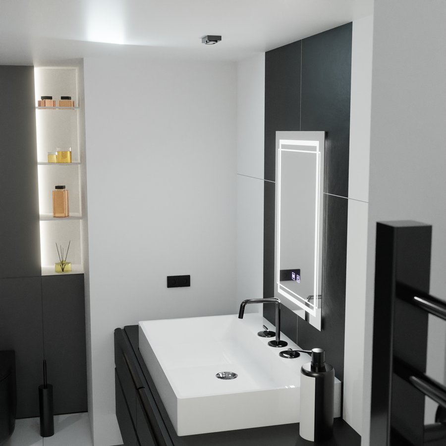 Oglinda LED Rectangulara, 60x80cm,  KOVEN Touch, Sistem Dezaburire,Dimabila