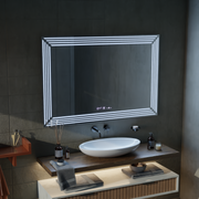 Oglinda LED Rectangulara, 110x65cm, Venezia Senzor MotionGlow Marcello, Sistem Dezaburire, Ceas & Termometru, Dimabila
