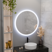 Oglinda LED Rotunda, 50cm, Noxia Touch, Sistem Dezaburire, Dimabila