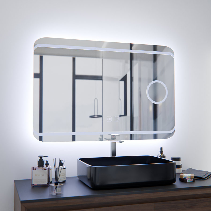 Oglindă LED E30S/65X45, Touch si Funcție Dezaburire, Lumina Cosmetică, 65x45cm, Lumina Rece 6000K