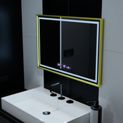 Oglinda LED Rectangulara, 120x80cm, Verite Royale Gold MotionGlow Marcello, Sistem Dezaburire, Ceas & Termometru, Dimabila