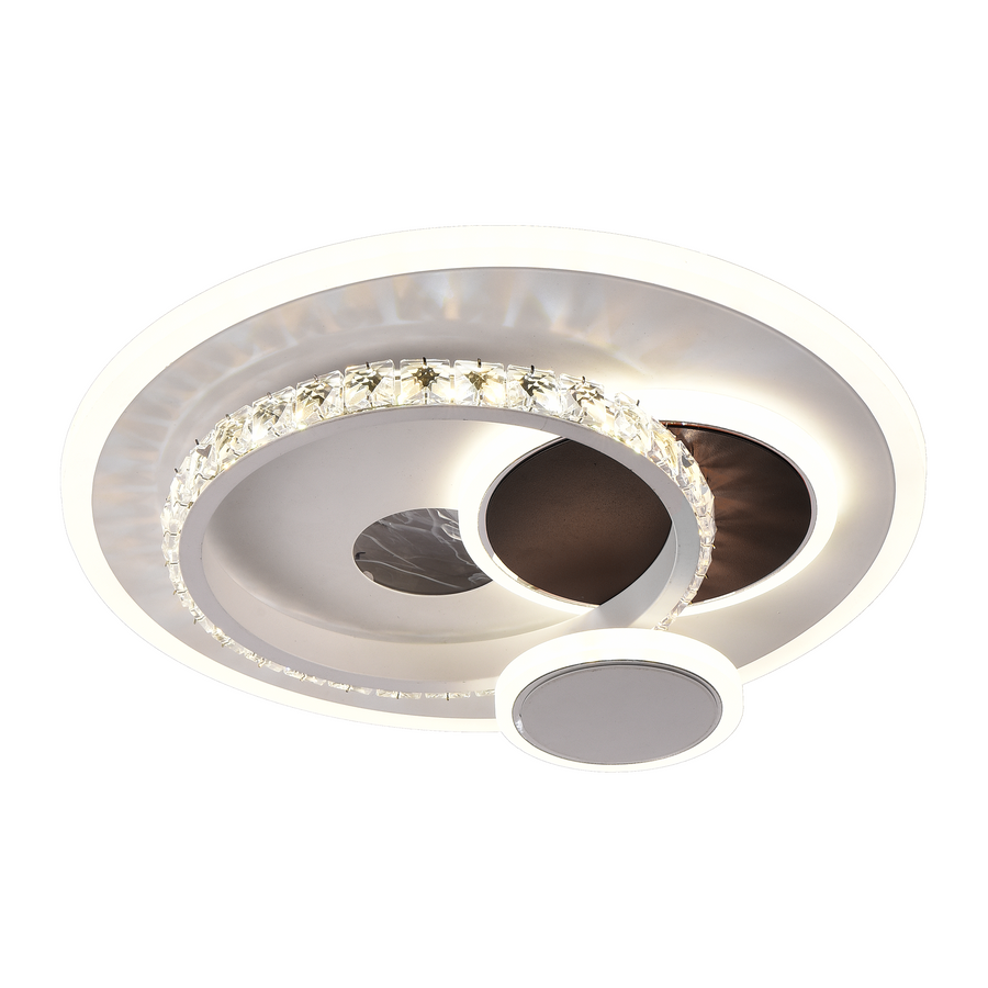 Lustra LED cu cristal HELIOX, 37W, 4 Cercuri, lumina Rece/Calda/Neutra, Alb