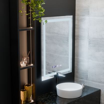 Oglinda LED Rectangulara, 75x90cm, Verite MotionGlow Marcello, Sistem Dezaburire, Ceas & Termometru, Dimabila