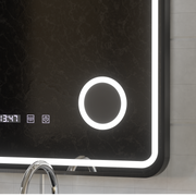 Oglinda LED Touch Ulrich Sistem Dezaburire, Ceas si Temperatura 75x90 cm Rama Negru Brushed Lupa Cosmetica