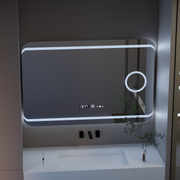 Oglinda LED Rectangulara, 120x80cm, Definition MotionGlow Marcello, Sistem Dezaburire, Ceas & Termometru, Lupa Cosmetica, Dimabila
