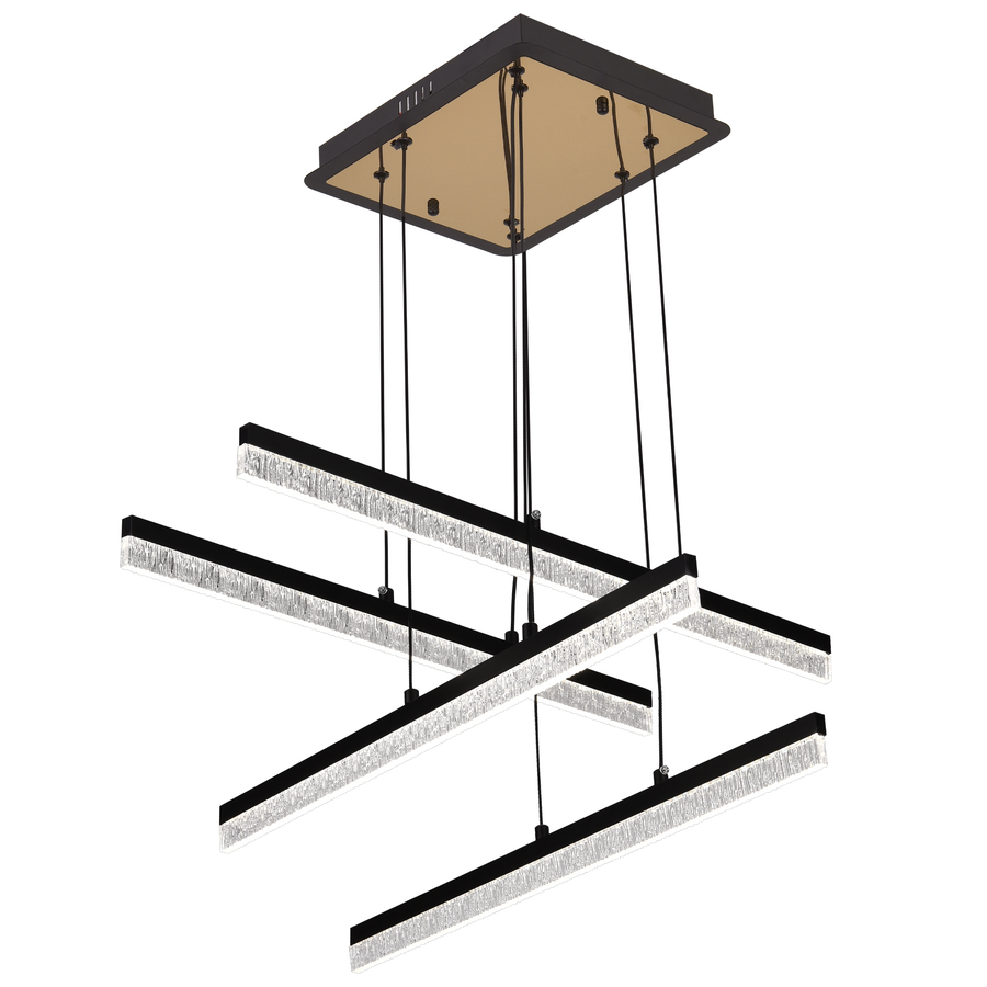 Lustra LED Suspendata Acril LT181/4BK, 54W, Lumina 3000/4000/6000K, Negru, Inaltime Reglabila