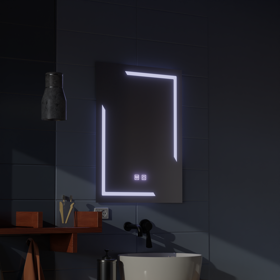 Oglinda LED Rectangulara, 50x70cm, ECLISSA Touch, Sistem Dezaburire, Dimabila
