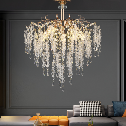 Candelabru Cristal STROZZI Eleganza 5xE14, Diametru 50cm, Auriu