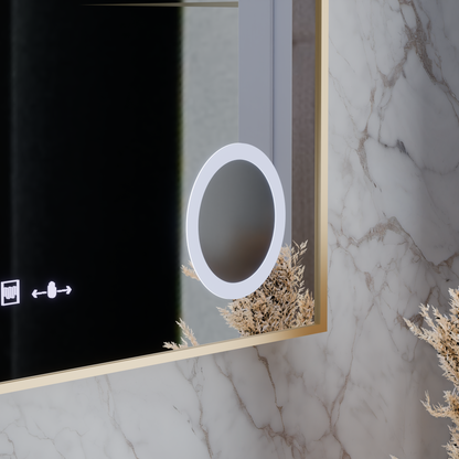 Oglinda LED Senzor MotionGlow Rosalia 80x60 cm Lumina Calda/Rece/Neutra Dimabila Sistem Dezaburire Termometru Ceas Colectia Marcello Funghi