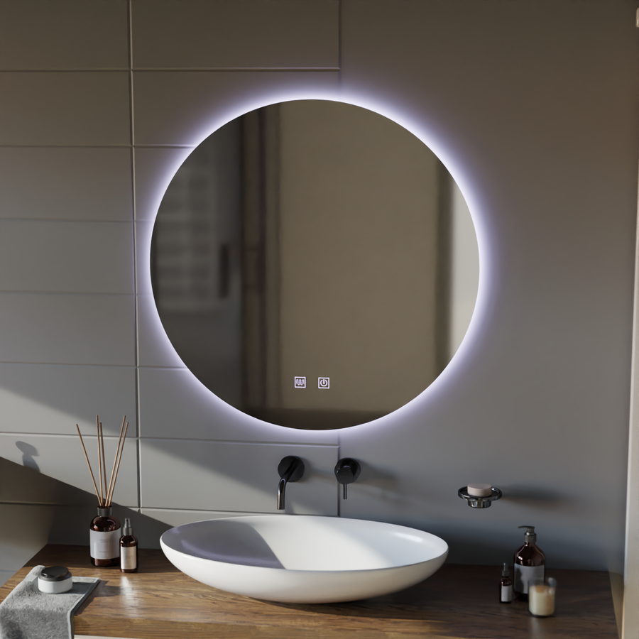 Oglinda LED Rotunda, 60cm, Isolda,Touch, Sistem Dezaburire, Lumina Rece 6000k