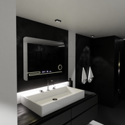 Oglinda LED Rectangulara, 80x60cm, Harmonie MotionGlow Marcello, Sistem Dezaburire, Termometru si Ceas, Lupa Cosmetica, Dimabila