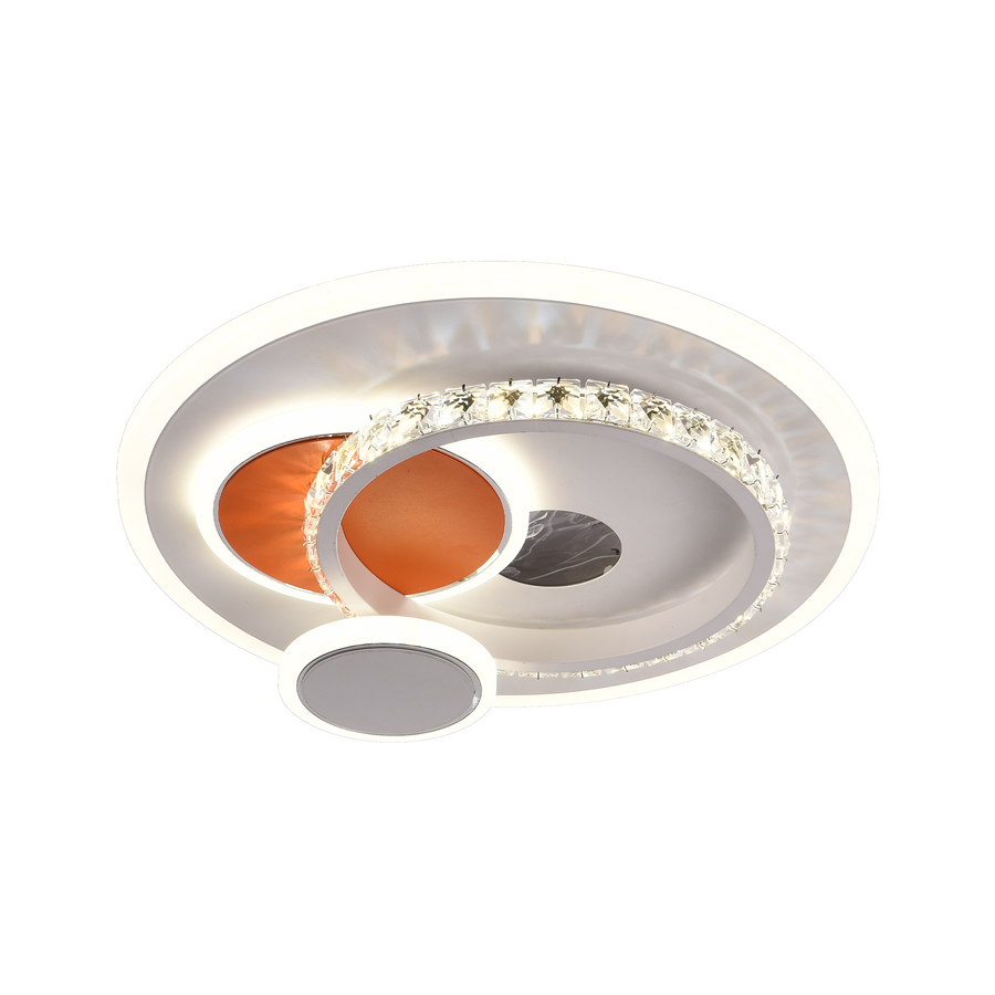 Lustra LED cu cristal HELIOX, 37W, 4 Cercuri, lumina Rece/Calda/Neutra, Alb
