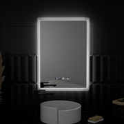 Oglinda LED Rectangulara, 50x70cm, ELANCEE Senzor MotionGlow Marcello, Sistem Dezaburire, Ceas & Termometru, Dimabila