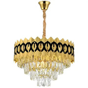 Candelabru Cristal PIERREFONDS Petito 3xE14, Diametru 37.5cm, Auriu Lucios, Inaltime Reglabila