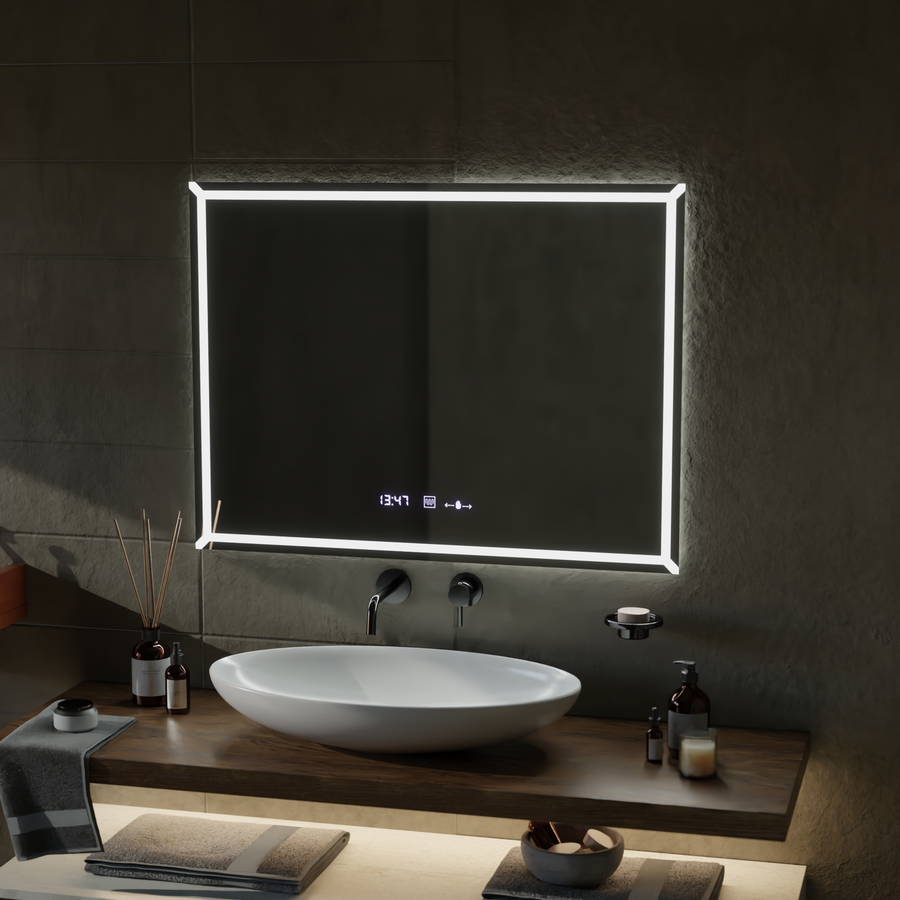 Oglinda LED Rectangulara, 80x60cm, VillayTouch Marcello, Sistem Dezaburire, Dimabila