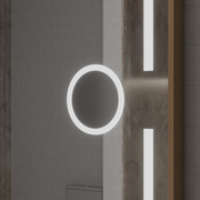Oglinda LED Senzor MotionGlow Sofia cu functie Dezaburire Termometru Ceas 110x65 cm Lumina Calda/Rece/Neutra Dimabila,Rama Rose Gold, Colectia Marcello Funghi