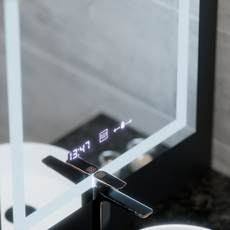 Oglinda LED Rectangulara, 60x80cm, Verite MotionGlow Marcello, Sistem Dezaburire, Ceas & Termometru, Dimabila