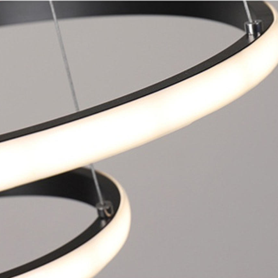 Lustra LED suspendata RICCI 48W, 3 Cercuri, lumina Rece/Calda/Neutra, Negru, Inaltime Reglabila