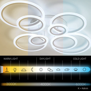Lustra LED cu telecomanda  BETTY 130W, 8 Cercuri, lumina Rece/Calda/Neutra, Dimabila, Alb