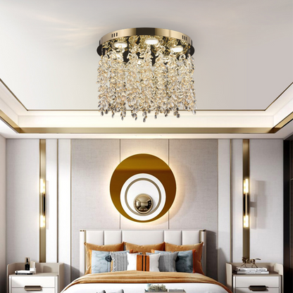Candelabru LED Cristal LLC213/400GD Rotund, 22W, Lumina Rece/Calda/Neutra, Cristal, Auriu