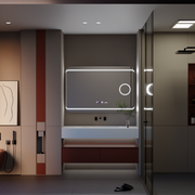 Oglinda LED Rectangulara, 120x80cm, Definition MotionGlow Marcello, Sistem Dezaburire, Ceas & Termometru, Lupa Cosmetica, Dimabila