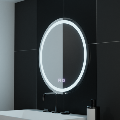 Oglinda LED Rotunda, 70cm, Lucea Touch, Sistem Dezaburire, Dimabila