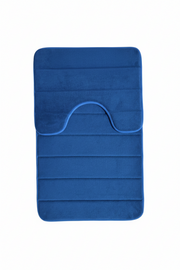 Covorase de Baie, 80x50 cm / 50x40 cm, Albastru, Antiderapant, Absorbant, Set 2 bucati