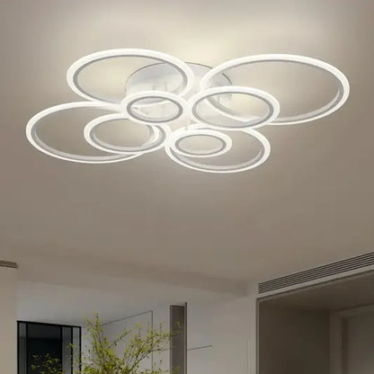 Lustra LED cu telecomanda  BETTY 127W, 8 Cercuri, lumina Rece/Calda/Neutra, Dimabila, Alb