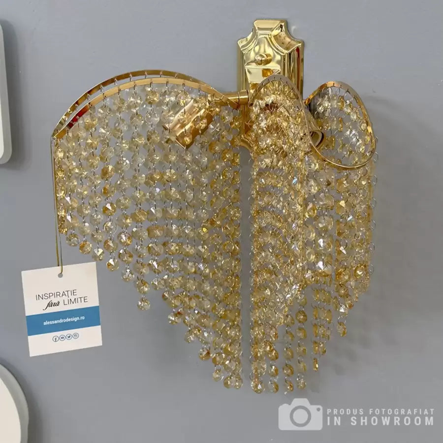 Aplica Cristal Ander 2x E14 Auriu Lucios Lucios, Siraguri de cristale