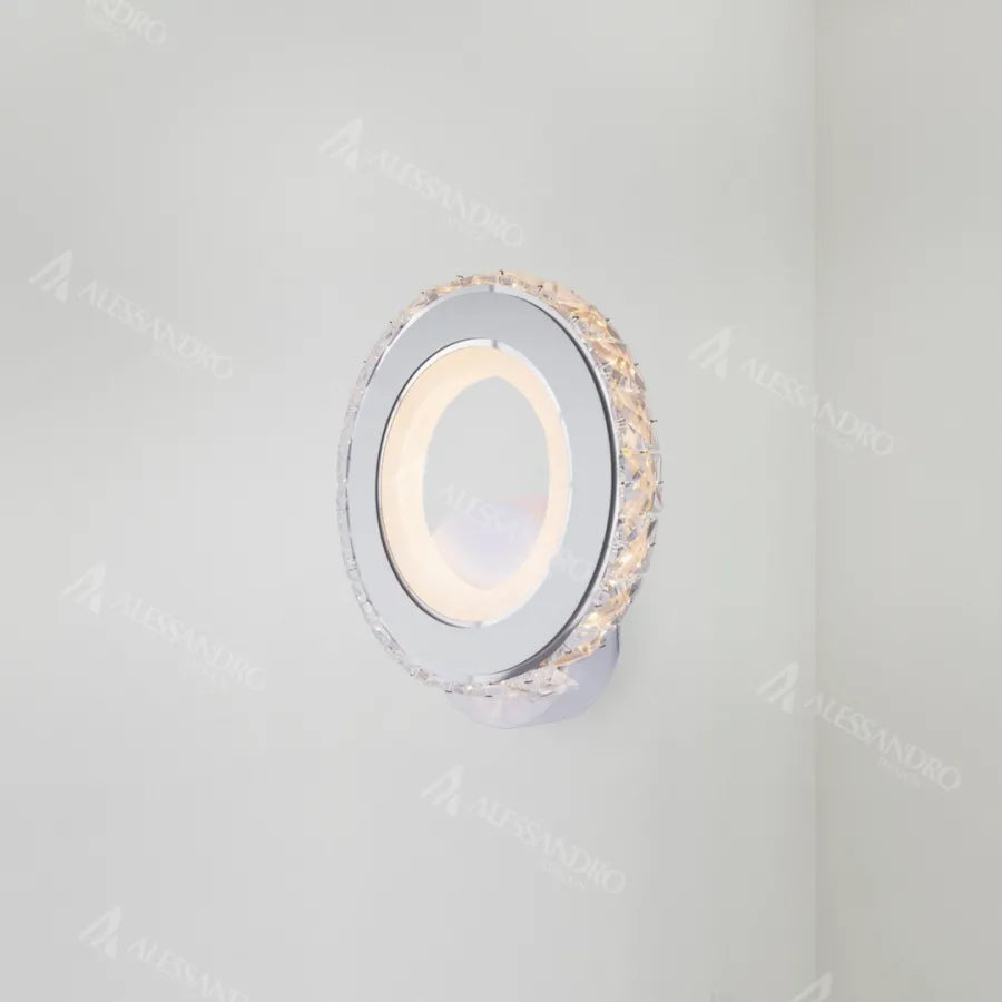 Aplica LED Borandis 16W, Alb cu Crom, Acril si Cristal , Lumina Rece/Calda/Neutra