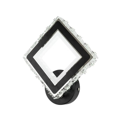 Aplica LED TERRANO cu Cristale, Patrat, 24W, Lumina Rece/Calda/Neutra, Negru & Inox