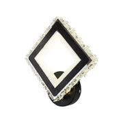 Aplica LED TERRANO cu Cristale, Patrat, 24W, Lumina Rece/Calda/Neutra, Negru & Inox