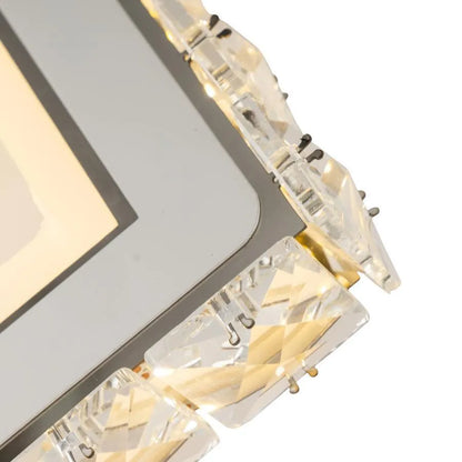 Aplica LED TERRANO cu Cristale, Patrat, 24W, Lumina Rece/Calda/Neutra, Alb & Inox