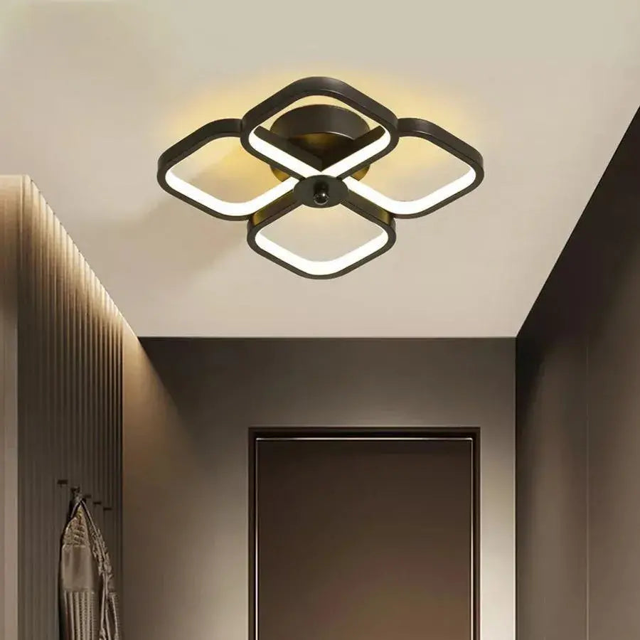 Lustra LED VERTEX Tesser 34W, 4 Patrate, lumina Rece/Calda/Neutra, Negru