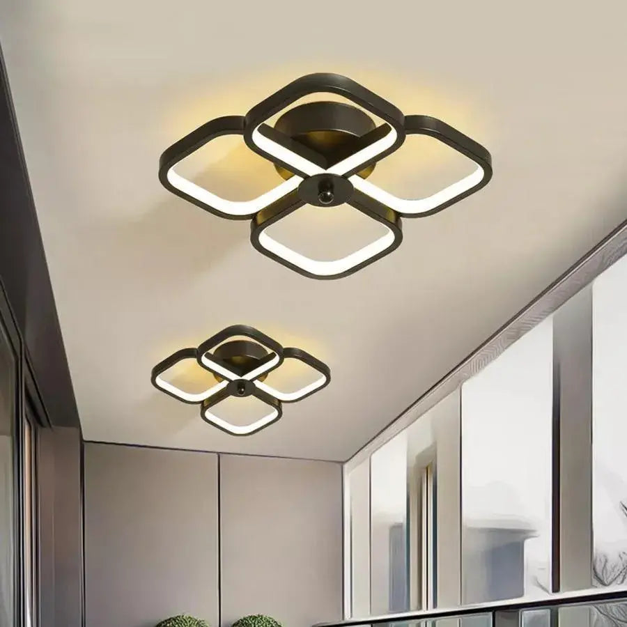 Lustra LED VERTEX Tesser 34W, 4 Patrate, lumina Rece/Calda/Neutra, Negru