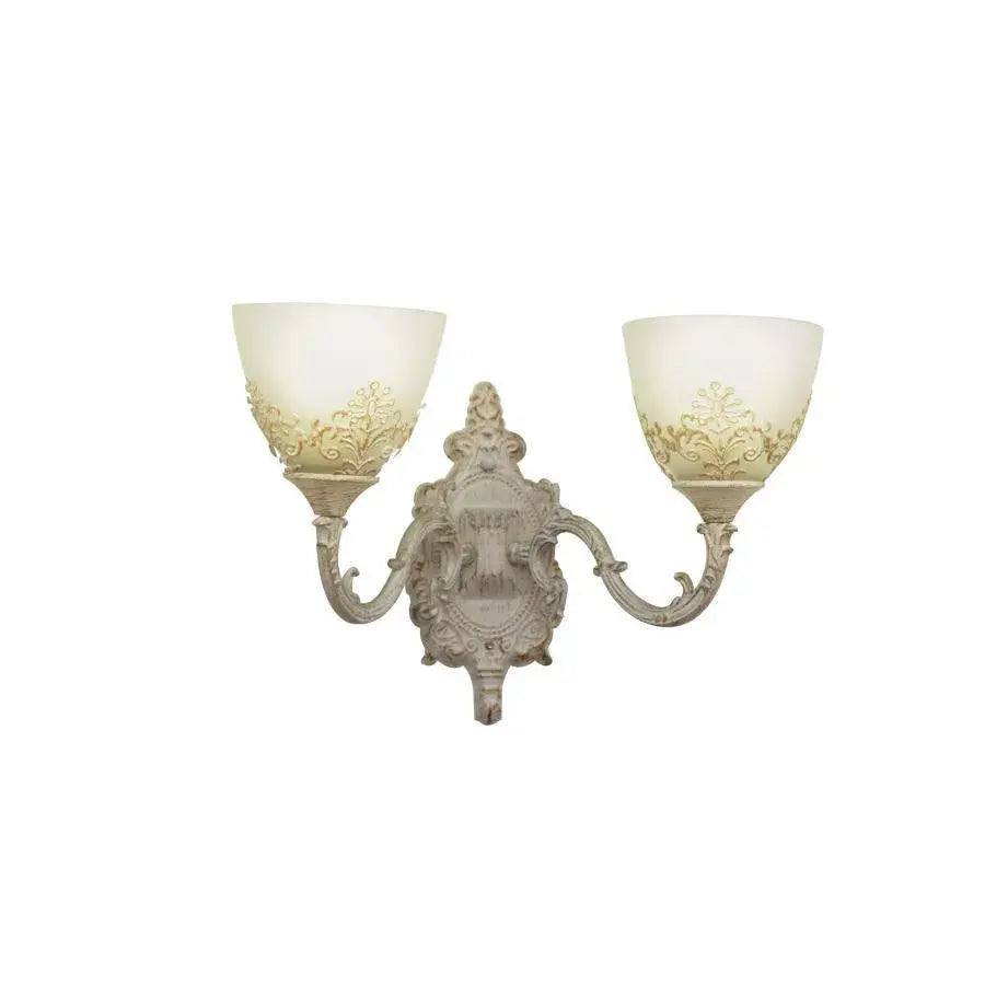 Aplica Rustic COTTAGE, 2*E27, Alb, Metal si Sticla