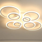 Lustra LED cu telecomanda  BETTY 130W, 8 Cercuri, lumina Rece/Calda/Neutra, Dimabila, Alb