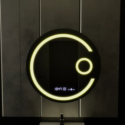 Oglinda LED Rotunda, 60cm, Visio MotionGlow Marcello, Sistem Dezaburire, Ceas & Termometru, Lupa Cosmetica, Dimabila