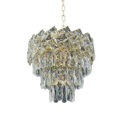 Candelabru Cristal WINDSOR Petito 3xE14, Diametru 29cm, Auriu Lucios, Inaltime Reglabila, Metal si Cristal