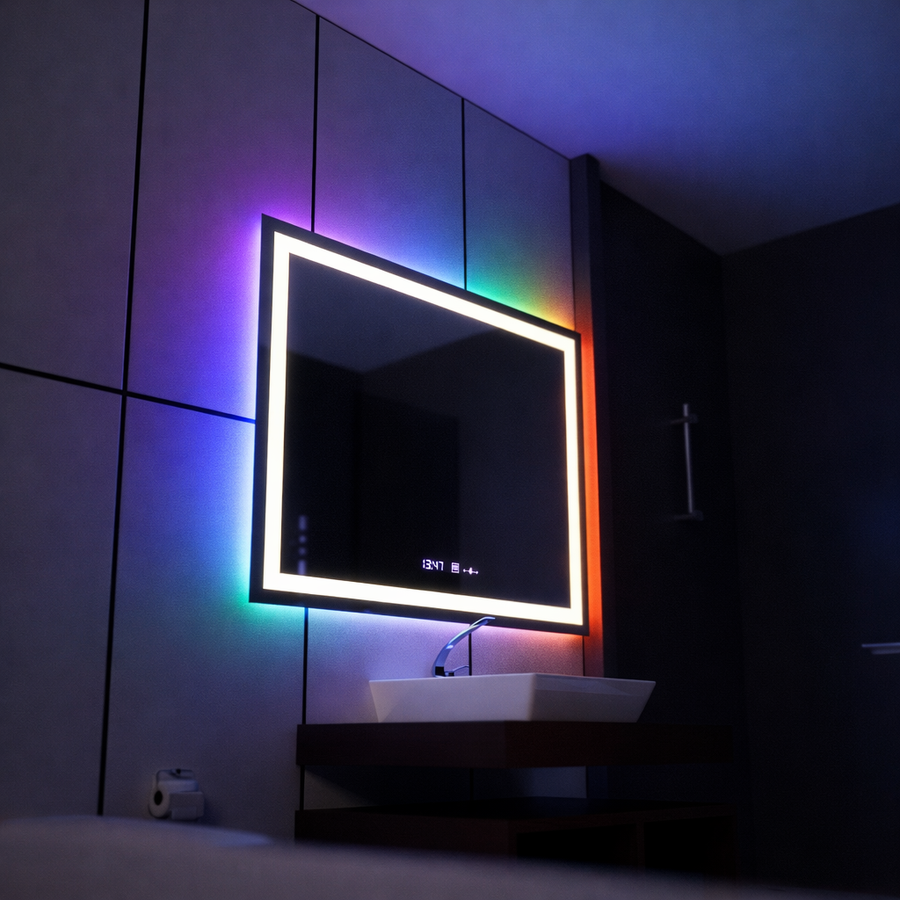 Oglinda LED Rectangulara 120x80cm Vérité MotionGlow Marcello, Sistem Dezaburire, Ceas & Termometru, Dimabila W09/120X80BTRGB