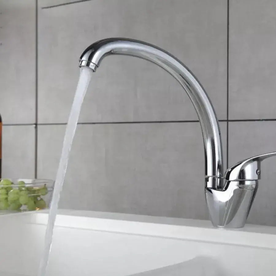 Baterie Bucatarie Crom Lucios LB00C, Pipa Lebada Pivotanta, Cartus Ceramic, Set Complet cu Racorduri si Sistem de Fixare
