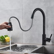 Baterie Bucatarie cu Dus Extractibil, Inox SUS304, Negru, HS003